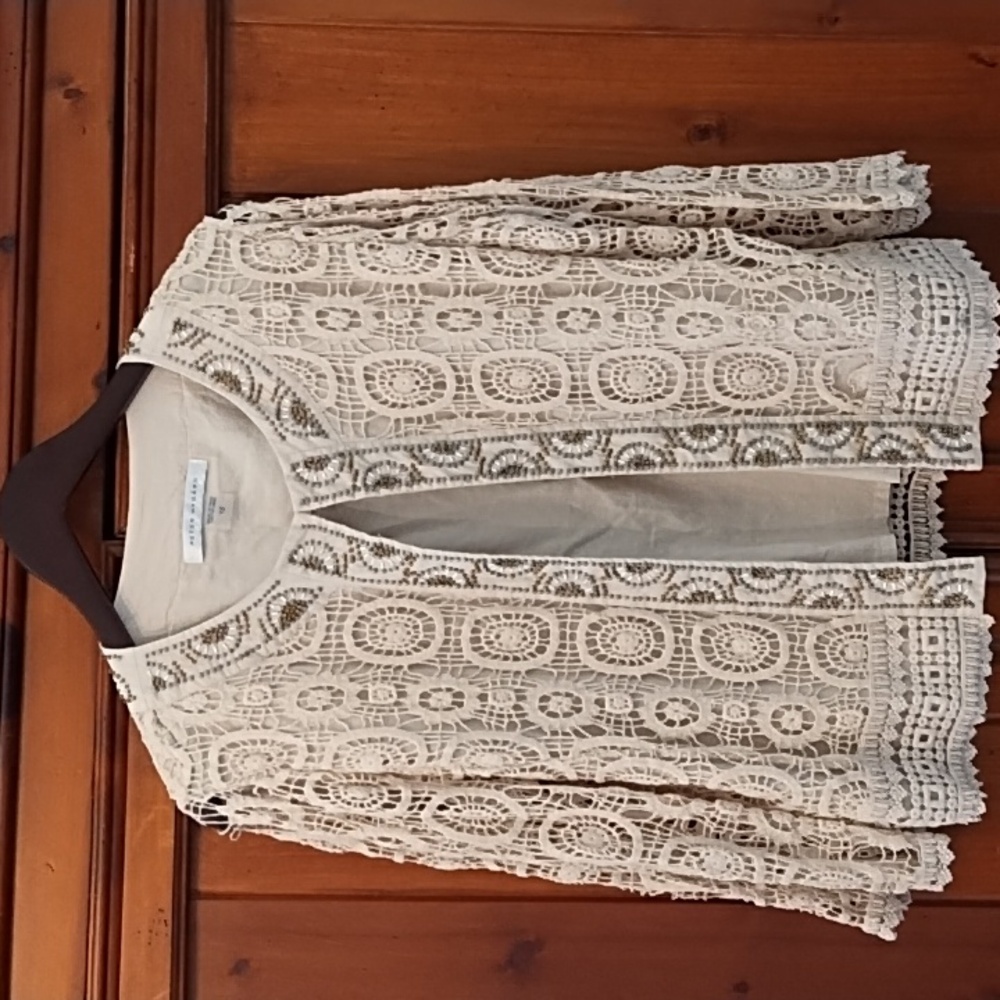 Peter Nygard cotton crochet and beaded jacket size 12